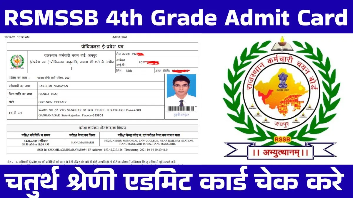 Rajasthan 4th Grade Admit Card 2025
